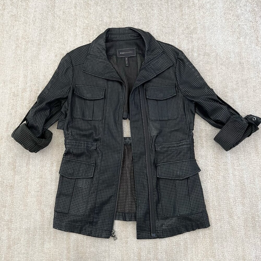 Revolve BCBG Max Azria Bronnen Open Back Faux Leather Cargo Jacket S